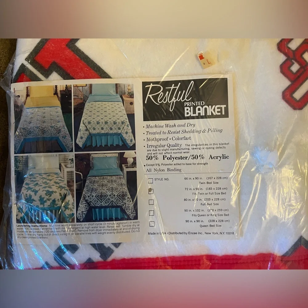 Vtg Restful Irregulares Blanket 50% Acrylic Nylon Binding Twin/Full Ohio‎ State